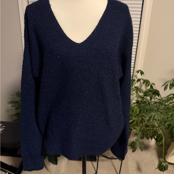 Women's Navy Blue Navy Sparkle Sweater - Picture 2 of 6